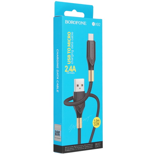 Купить Кабель круглый Borofone micro USB - USB 2.0 Type-A черный 1 м  9244431. Характеристики, отзывы и цены в Донецке