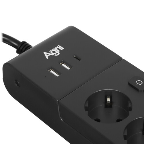 Купить Сетевой фильтр AGNI TP-FI3U5E-C черный  9289367. Характеристики, отзывы и цены в Донецке