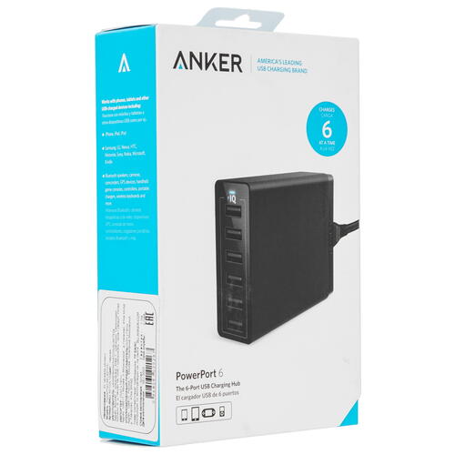 Купить Сетевое зарядное устройство Anker PowerPort 6 черный  5437944. Характеристики, отзывы и цены в Донецке