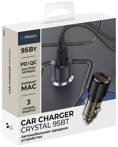 Купить Автомобильное ЗУ DEPPA Crystal прозрачный  9310627. Характеристики, отзывы и цены в Донецке