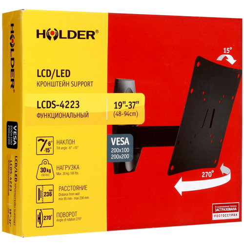 Купить Кронштейн для ТВ Holder LCDS-4223 черный  1664014. Характеристики, отзывы и цены в Донецке