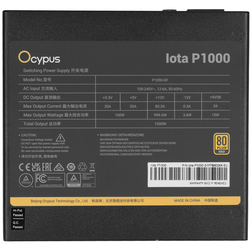 Купить Блок питания Ocypus Iota P1000 [Iota-P1000-G1FFBK024X-EU] черный  5617690. Характеристики, отзывы и цены в Донецке