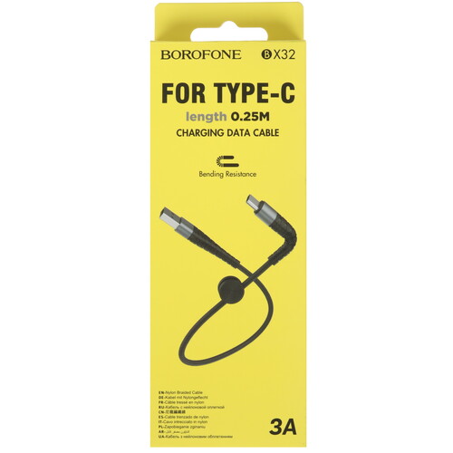 Купить Кабель круглый Borofone USB Type-C - USB 2.0 Type-A черный 0.25 м  5475046. Характеристики, отзывы и цены в Донецке
