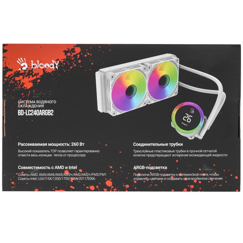 Купить Система охлаждения Bloody BD-LC240ARGB2  белая  9244227. Характеристики, отзывы и цены в Донецке