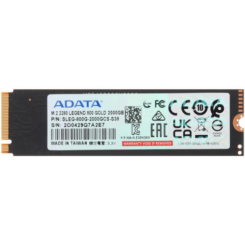 Купить 2000 ГБ M.2 NVMe накопитель ADATA LEGEND 800 GOLD [SLEG-800G-2000GCS-S38]  5449370. Характеристики, отзывы и цены в Донецке