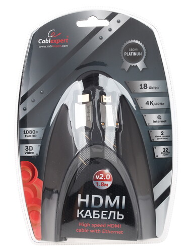 Купить Кабель  Cablexpert HDMI - HDMI, 1.8 м  1230472. Характеристики, отзывы и цены в Донецке