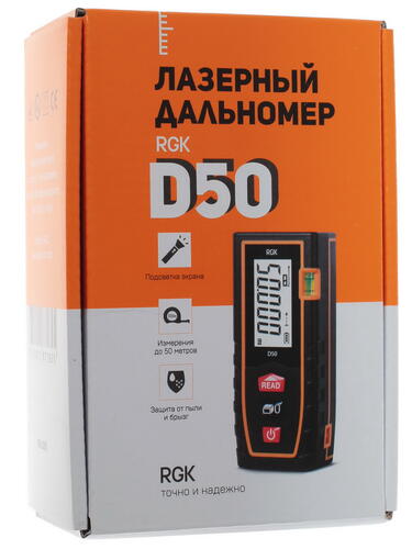 Купить Лазерный дальномер RGK D50  1098771. Характеристики, отзывы и цены в Донецке
