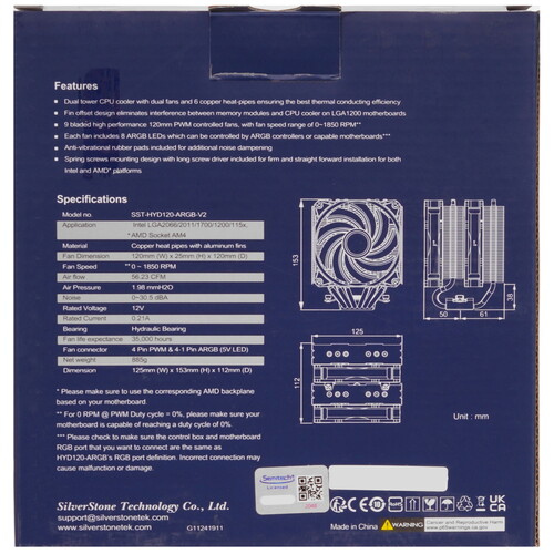 Купить Кулер для процессора SilverStone Hydrogon D120 ARGB V2  5615121. Характеристики, отзывы и цены в Донецке