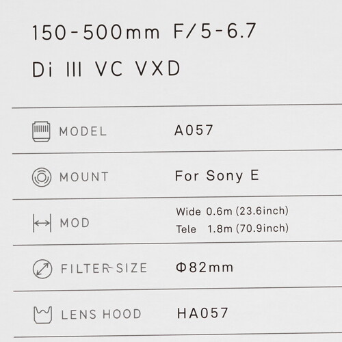 Купить Объектив Tamron 150-500mm f/5-6.7 Di III VC VXD  4824723. Характеристики, отзывы и цены в Донецке