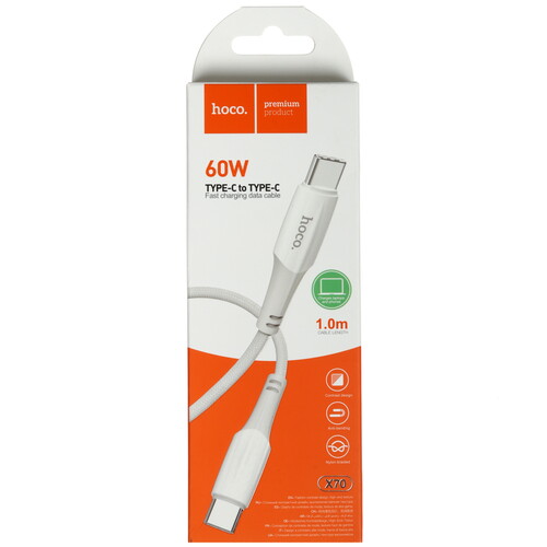 Купить Кабель круглый Hoco USB Type-C - USB Type-C белый 1 м  9238207. Характеристики, отзывы и цены в Донецке