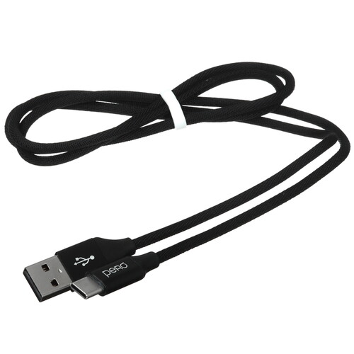 Купить Кабель круглый PERO USB Type-C - USB 2.0 Type-A черный 1 м  5603570. Характеристики, отзывы и цены в Донецке