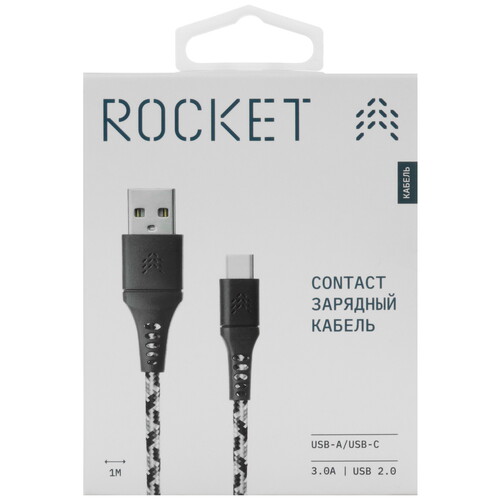 Купить Кабель круглый Rocket USB Type-C - USB 2.0 Type-A черный 1 м  5466180. Характеристики, отзывы и цены в Донецке