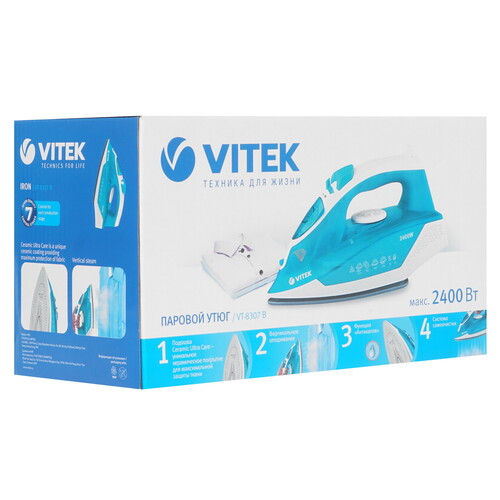 Купить Утюг VITEK VT-8307 B голубой  8117979. Характеристики, отзывы и цены в Донецке