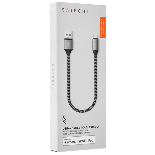 Купить Кабель круглый Satechi Lightning 8-pin MFI - USB 3.0 Type-A серый 0.25 м  5046764. Характеристики, отзывы и цены в Донецке