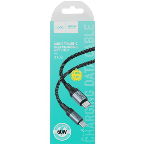Купить Кабель круглый Hoco USB Type-C - USB Type-C черный 1 м  5619139. Характеристики, отзывы и цены в Донецке