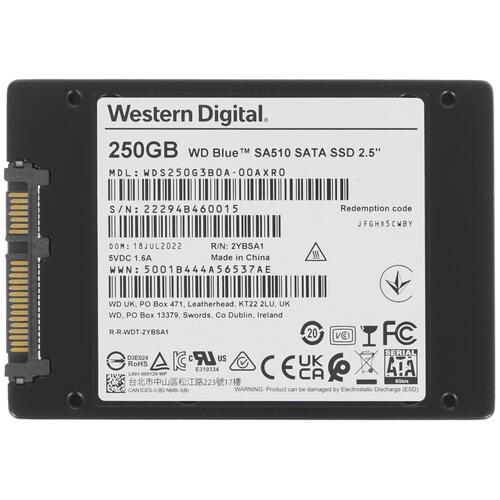 Купить 250 ГБ 2.5" SATA накопитель WD Blue SA510 [WDS250G3B0A]  9910458. Характеристики, отзывы и цены в Донецке