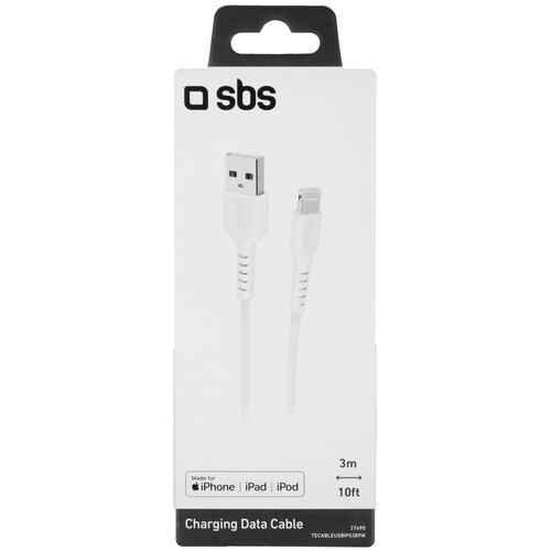 Купить Кабель круглый SBS Lightning 8-pin - USB 2.0 Type-A белый 3 м  5471860. Характеристики, отзывы и цены в Донецке