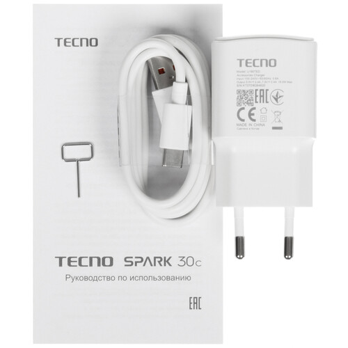 Купить 6.67" Смартфон Tecno SPARK 30C 256 ГБ белый  5482696. Характеристики, отзывы и цены в Донецке
