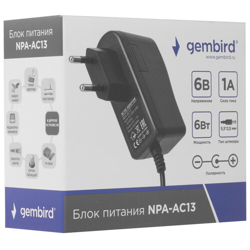 Купить Адаптер питания сетевой Gembird NPA-AC13  9082339. Характеристики, отзывы и цены в Донецке