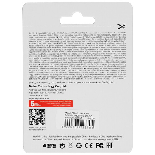Купить Карта памяти Netac microSDXC 256 ГБ [NT02P500PRO-256G-S]  4821305. Характеристики, отзывы и цены в Донецке