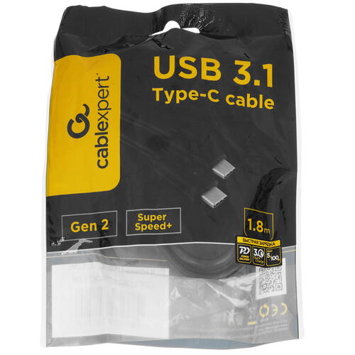 Купить Кабель круглый Cablexpert USB Type-C - USB Type-C черный 1.8 м  5452424. Характеристики, отзывы и цены в Донецке