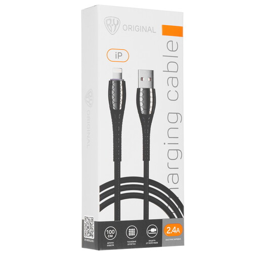 Купить Кабель круглый BY Lightning 8-pin - USB 2.0 Type-A черный 1 м  9201240. Характеристики, отзывы и цены в Донецке