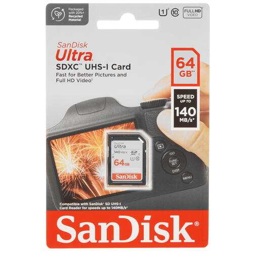 Купить Карта памяти SanDisk Ultra SDXC 64 ГБ [SDSDUNB-064G-GN6IN]  5451337. Характеристики, отзывы и цены в Донецке