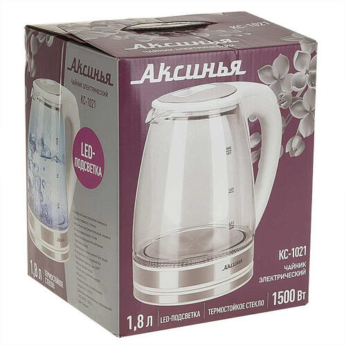 Купить Электрочайник Аксинья КС-1021 белый  9050542. Характеристики, отзывы и цены в Донецке