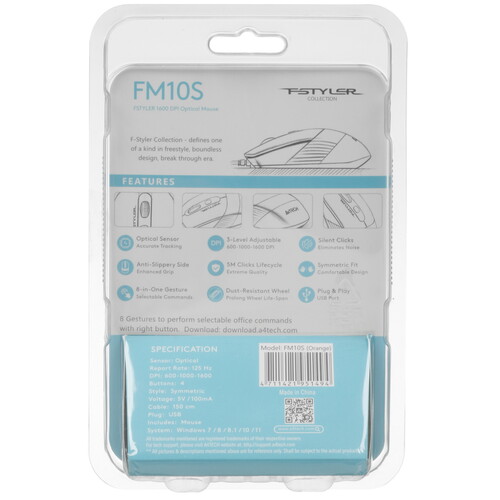 Купить Мышь проводная A4Tech Fstyler FM10S  5435519. Характеристики, отзывы и цены в Донецке
