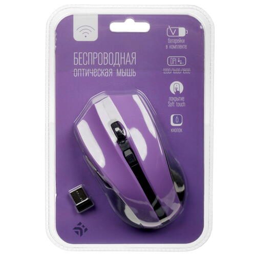 Купить Мышь беспроводная DEXP WM-290LPB  фиолетовый  5065634. Характеристики, отзывы и цены в Донецке