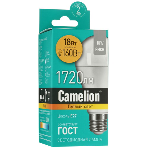 Купить Лампа светодиодная Camelion LED/18W-A65-3K/E27  5644338. Характеристики, отзывы и цены в Донецке