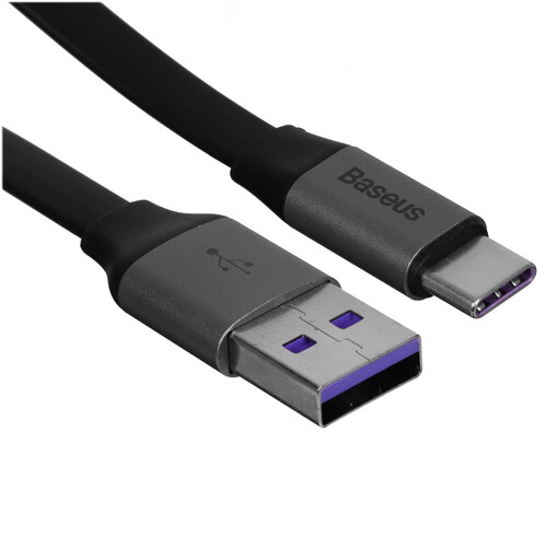 Купить Кабель плоский Baseus USB Type-C - USB 2.0 Type-A черный 0.23 м  5627468. Характеристики, отзывы и цены в Донецке