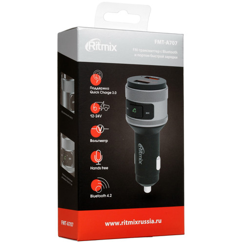 Купить FM-трансмиттер Ritmix FMT-A707  1369839. Характеристики, отзывы и цены в Донецке