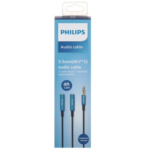 Купить Кабель   Philips jack 3.5 мм - jack 3.5 мм х2 шт. синий  5604564. Характеристики, отзывы и цены в Донецке