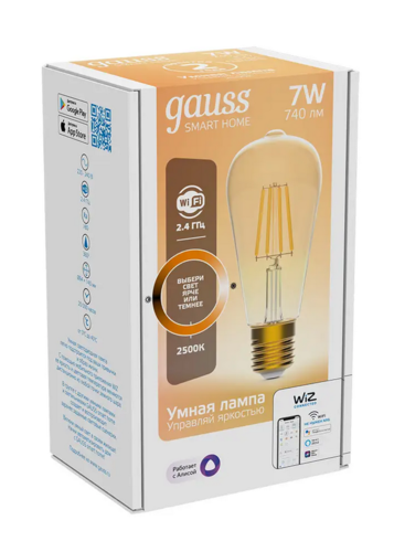Купить Умная светодиодная лампа Gauss Smart Home Filament ST64  9114218. Характеристики, отзывы и цены в Донецке