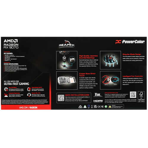 Купить Видеокарта PowerColor AMD Radeon RX 9070 Reaper  5634990. Характеристики, отзывы и цены в Донецке