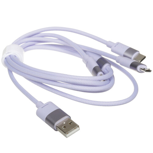 Купить Кабель круглый Baseus Lightning 8-pin, micro USB, USB Type-C - USB 2.0 Type-A фиолетовый 1.2 м  5627619. Характеристики, отзывы и цены в Донецке