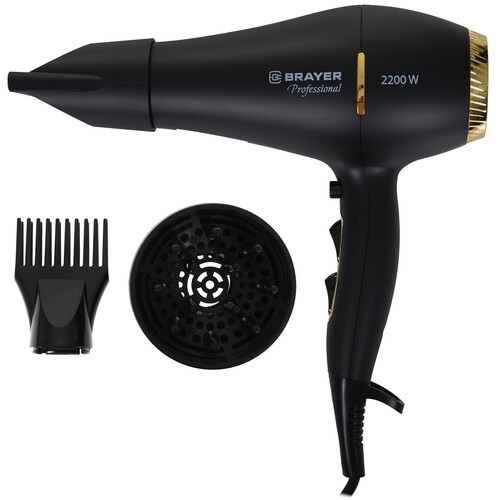 Купить Фен Brayer BR3010 черный/золотистый  9148730. Характеристики, отзывы и цены в Донецке