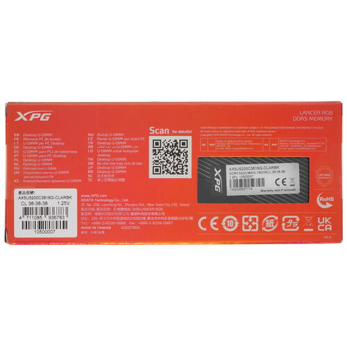 Купить Оперативная память ADATA XPG Lancer RGB [AX5U5200C3816G-CLARBK] 16 ГБ  5014819. Характеристики, отзывы и цены в Донецке