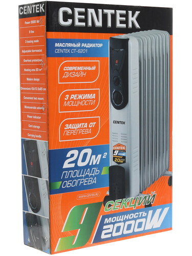 Купить Масляный обогреватель Centek CT-6201 серый  1085755. Характеристики, отзывы и цены в Донецке