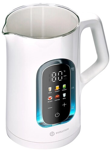 Купить Электрочайник EVOLUTION KG15153 LCD белый  9301916. Характеристики, отзывы и цены в Донецке