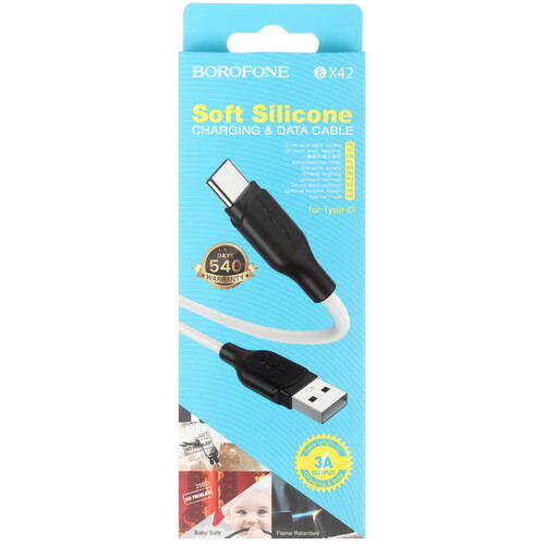 Купить Кабель круглый Borofone USB Type-C - USB 2.0 Type-A белый 1 м  5475012. Характеристики, отзывы и цены в Донецке