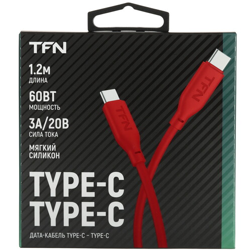 Купить Кабель круглый TFN USB Type-C - USB Type-C красный 1.2 м  9174437. Характеристики, отзывы и цены в Донецке
