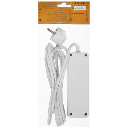 Купить Удлинитель Perfeo POWERMATE PF-PE-3/3.0-W белый  9172318. Характеристики, отзывы и цены в Донецке