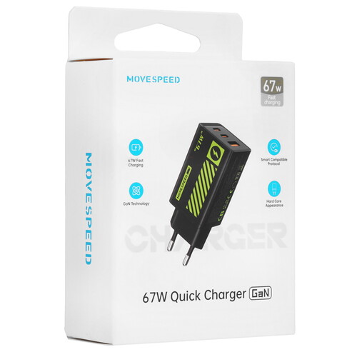Купить Сетевое зарядное устройство Movespeed AC67 черный  5495735. Характеристики, отзывы и цены в Донецке