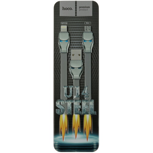 Купить Кабель плоский Hoco Lightning 8-pin, micro USB - USB 2.0 Type-A серый 1.3 м  5474959. Характеристики, отзывы и цены в Донецке