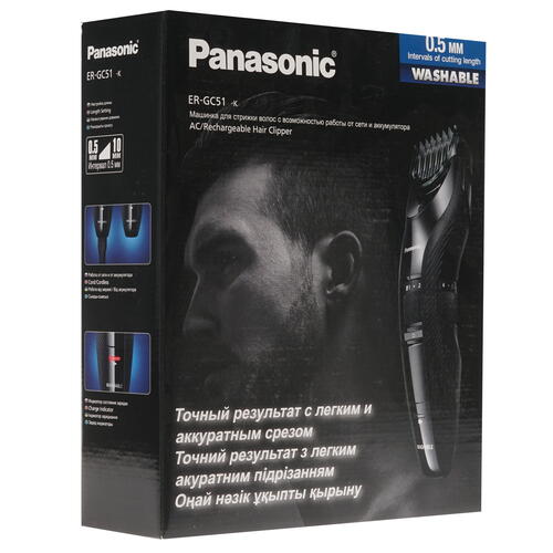 Купить Машинка для стрижки Panasonic ER-GC51 черный  1131145. Характеристики, отзывы и цены в Донецке