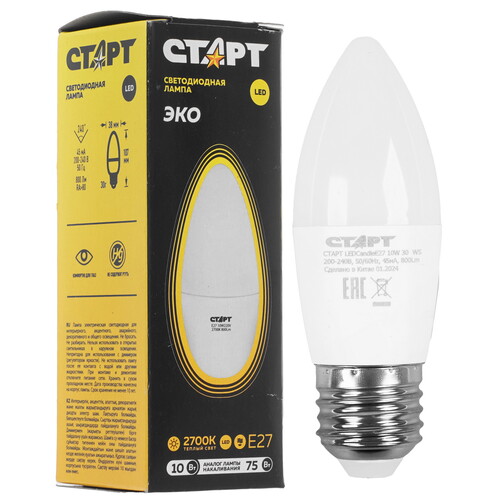Купить Лампа светодиодная Старт LEDCandleE27 10W 30 WS  9180419. Характеристики, отзывы и цены в Донецке
