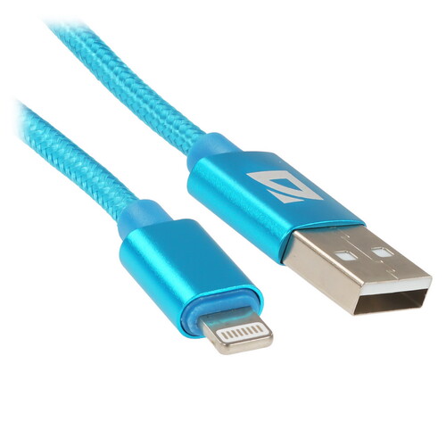 Купить Кабель круглый Defender Lightning 8-pin - USB 2.0 Type-A голубой 1 м  5479422. Характеристики, отзывы и цены в Донецке