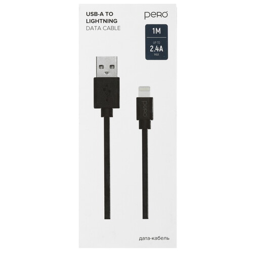 Купить Кабель круглый PERO Lightning 8-pin - USB 2.0 Type-A черный 1 м  9918429. Характеристики, отзывы и цены в Донецке